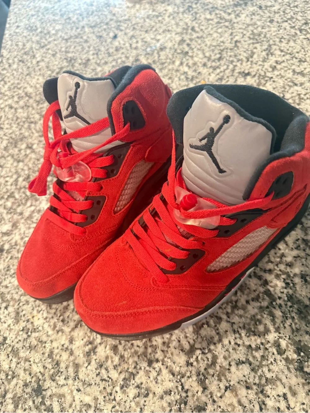Jordan Men's Red and Black Suede Basketball Shoes